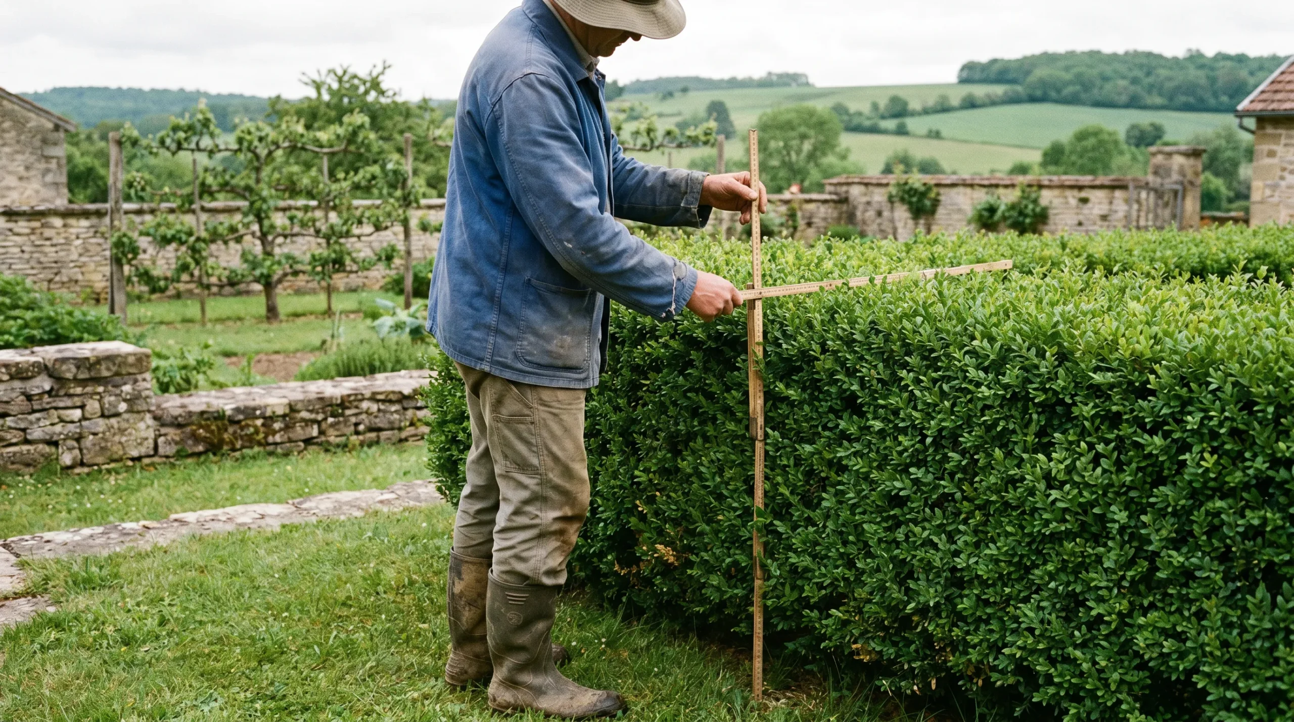 Mesure de la hauteur d'une haie de jardin